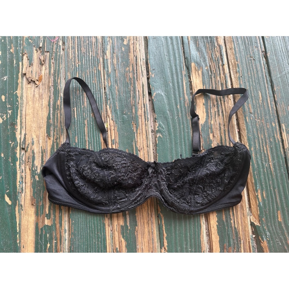 Black Floral Lace Underwire Bra Adjustable Straps Hook Eye Closure A3897